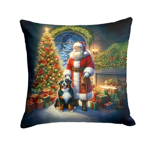 Bernese Mountain Dog and Santa Claus Throw Pillow Machine Washable, Indoor Outdoor Decorative Pillow for Couch, Bed or Patio, 18Hx18W Bernese Mountain Dog and Santa Claus Throw Pillow Machine Washable, Indoor Outdoor Decorative Pillow for Couch, Bed or Patio, 18Hx18W