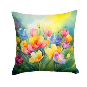 Freesias in Watercolor Throw Pillow Machine Washable, Indoor Outdoor Decorative Pillow for Couch, Bed or Patio, 18Hx18W Freesias in Watercolor Throw Pillow Machine Washable, Indoor Outdoor Decorative Pillow for Couch, Bed or Patio, 18Hx18W