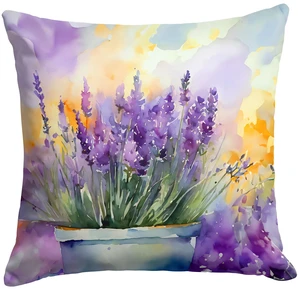 Lavender in Watercolor Throw Pillow Machine Washable, Indoor Outdoor Decorative Pillow for Couch, Bed or Patio, 18Hx18W Lavender in Watercolor Throw Pillow Machine Washable, Indoor Outdoor Decorative Pillow for Couch, Bed or Patio, 18Hx18W