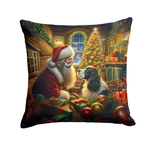 English Springer Spaniel and Santa Claus Throw Pillow Machine Washable, Indoor Outdoor Decorative Pillow for Couch, Bed or Patio, 18Hx18W English Springer Spaniel and Santa Claus Throw Pillow Machine Washable, Indoor Outdoor Decorative Pillow for Couch, Bed or Patio, 18Hx18W