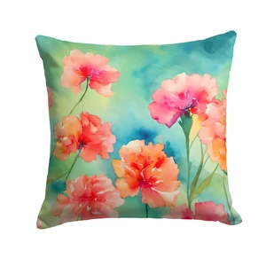 Carnations in Watercolor Throw Pillow Machine Washable, Indoor Outdoor Decorative Pillow for Couch, Bed or Patio, 18Hx18W Carnations in Watercolor Throw Pillow Machine Washable, Indoor Outdoor Decorative Pillow for Couch, Bed or Patio, 18Hx18W