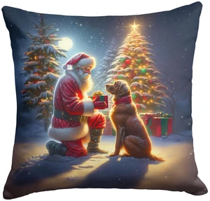 Chesapeake Bay Retriever and Santa Claus Throw Pillow Machine Washable, Indoor Outdoor Decorative Pillow for Couch, Bed or Patio, 18Hx18W Chesapeake Bay Retriever and Santa Claus Throw Pillow Machine Washable, Indoor Outdoor Decorative Pillow for Couch, Bed or Patio, 18Hx18W
