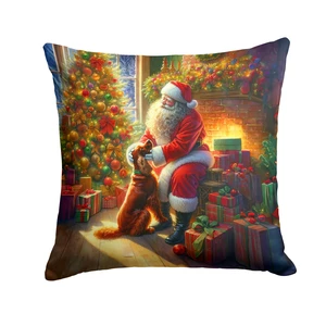 Irish Setter and Santa Claus Throw Pillow Machine Washable, Indoor Outdoor Decorative Pillow for Couch, Bed or Patio, 18Hx18W Irish Setter and Santa Claus Throw Pillow Machine Washable, Indoor Outdoor Decorative Pillow for Couch, Bed or Patio, 18Hx18W