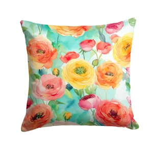 Ranunculus in Watercolor Throw Pillow Machine Washable, Indoor Outdoor Decorative Pillow for Couch, Bed or Patio, 18Hx18W Ranunculus in Watercolor Throw Pillow Machine Washable, Indoor Outdoor Decorative Pillow for Couch, Bed or Patio, 18Hx18W