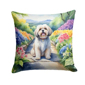 Lhasa Apso Spring Path Throw Pillow Machine Washable, Indoor Outdoor Decorative Pillow for Couch, Bed or Patio, 18Hx18W Lhasa Apso Spring Path Throw Pillow Machine Washable, Indoor Outdoor Decorative Pillow for Couch, Bed or Patio, 18Hx18W