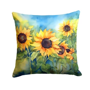 Sunflowers in Watercolor Throw Pillow Machine Washable, Indoor Outdoor Decorative Pillow for Couch, Bed or Patio, 18Hx18W Sunflowers in Watercolor Throw Pillow Machine Washable, Indoor Outdoor Decorative Pillow for Couch, Bed or Patio, 18Hx18W