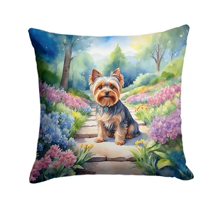 Yorkshire Terrier Spring Path Throw Pillow Machine Washable, Indoor Outdoor Decorative Pillow for Couch, Bed or Patio, 18Hx18W Yorkshire Terrier Spring Path Throw Pillow Machine Washable, Indoor Outdoor Decorative Pillow for Couch, Bed or Patio, 18Hx18W