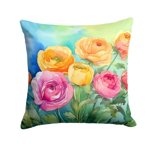 Ranunculus in Watercolor Throw Pillow Machine Washable, Indoor Outdoor Decorative Pillow for Couch, Bed or Patio, 18Hx18W Ranunculus in Watercolor Throw Pillow Machine Washable, Indoor Outdoor Decorative Pillow for Couch, Bed or Patio, 18Hx18W