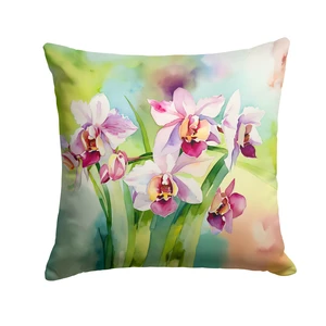 Orchids in Watercolor Throw Pillow Machine Washable, Indoor Outdoor Decorative Pillow for Couch, Bed or Patio, 18Hx18W Orchids in Watercolor Throw Pillow Machine Washable, Indoor Outdoor Decorative Pillow for Couch, Bed or Patio, 18Hx18W