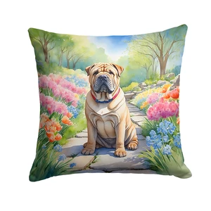 Shar Pei Spring Path Throw Pillow Machine Washable, Indoor Outdoor Decorative Pillow for Couch, Bed or Patio, 18Hx18W Shar Pei Spring Path Throw Pillow Machine Washable, Indoor Outdoor Decorative Pillow for Couch, Bed or Patio, 18Hx18W