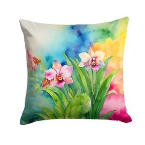 Orchids in Watercolor Throw Pillow Machine Washable, Indoor Outdoor Decorative Pillow for Couch, Bed or Patio, 18Hx18W Orchids in Watercolor Throw Pillow Machine Washable, Indoor Outdoor Decorative Pillow for Couch, Bed or Patio, 18Hx18W