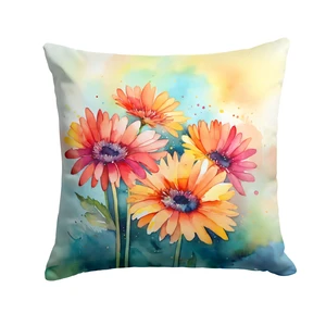 Gerbera Daisies in Watercolor Throw Pillow Machine Washable, Indoor Outdoor Decorative Pillow for Couch, Bed or Patio, 18Hx18W Gerbera Daisies in Watercolor Throw Pillow Machine Washable, Indoor Outdoor Decorative Pillow for Couch, Bed or Patio, 18Hx18W
