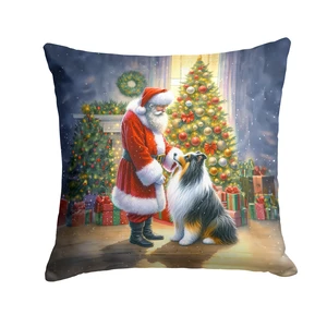 Collie and Santa Claus Throw Pillow Machine Washable, Indoor Outdoor Decorative Pillow for Couch, Bed or Patio, 18Hx18W Collie and Santa Claus Throw Pillow Machine Washable, Indoor Outdoor Decorative Pillow for Couch, Bed or Patio, 18Hx18W