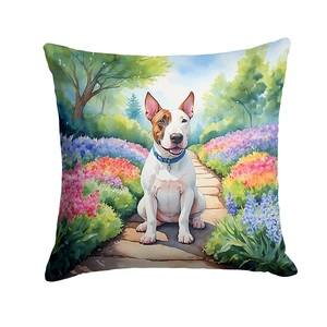 NEW English Bull Terrier Spring Path Throw Pillow Machine Washable, Indoor Outdoor Decorative Pillow for Couch, Bed or Patio, 18Hx18W NEW English Bull Terrier Spring Path Throw Pillow Machine Washable, Indoor Outdoor Decorative Pillow for Couch, Bed or Patio, 18Hx18W