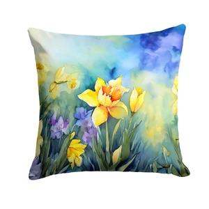 Daffodils in Watercolor Throw Pillow Machine Washable, Indoor Outdoor Decorative Pillow for Couch, Bed or Patio, 18Hx18W Daffodils in Watercolor Throw Pillow Machine Washable, Indoor Outdoor Decorative Pillow for Couch, Bed or Patio, 18Hx18W