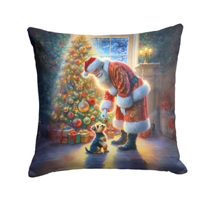 Australian Terrier and Santa Claus Throw Pillow Machine Washable, Indoor Outdoor Decorative Pillow for Couch, Bed or Patio, 18Hx18W Australian Terrier and Santa Claus Throw Pillow Machine Washable, Indoor Outdoor Decorative Pillow for Couch, Bed or Patio, 18Hx18W