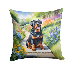 Rottweiler Spring Path Throw Pillow Machine Washable, Indoor Outdoor Decorative Pillow for Couch, Bed or Patio, 18Hx18W Rottweiler Spring Path Throw Pillow Machine Washable, Indoor Outdoor Decorative Pillow for Couch, Bed or Patio, 18Hx18W
