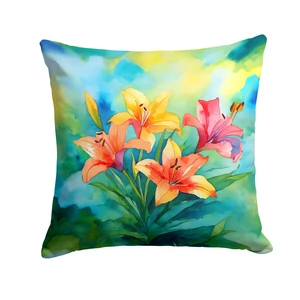 Lilies in Watercolor Throw Pillow Machine Washable, Indoor Outdoor Decorative Pillow for Couch, Bed or Patio, 18Hx18W Lilies in Watercolor Throw Pillow Machine Washable, Indoor Outdoor Decorative Pillow for Couch, Bed or Patio, 18Hx18W