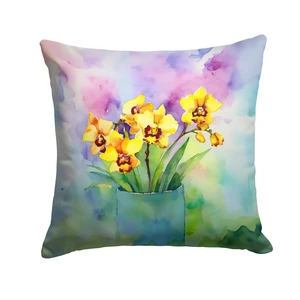 Orchids in Watercolor Throw Pillow Machine Washable, Indoor Outdoor Decorative Pillow for Couch, Bed or Patio, 18Hx18W Orchids in Watercolor Throw Pillow Machine Washable, Indoor Outdoor Decorative Pillow for Couch, Bed or Patio, 18Hx18W