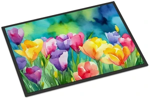 NEW Freesias in Watercolor Doormat Front Door Mat Indoor Outdoor Rugs for Entryway, Non Slip Washable Low Pile, 18H X 27W NEW Freesias in Watercolor Doormat Front Door Mat Indoor Outdoor Rugs for Entryway, Non Slip Washable Low Pile, 18H X 27W