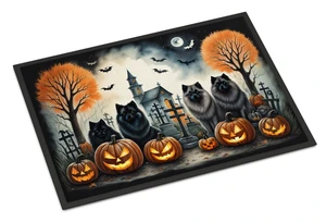 NEW Keeshond Spooky Halloween Doormat Front Door Mat Indoor Outdoor Rugs for Entryway, Non Slip Washable Low Pile, 18H X 27W NEW Keeshond Spooky Halloween Doormat Front Door Mat Indoor Outdoor Rugs for Entryway, Non Slip Washable Low Pile, 18H X 27W