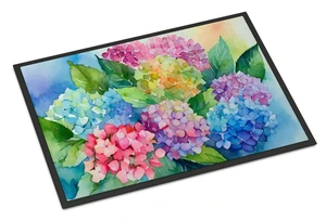 NEW Hydrangeas in Watercolor Doormat Front Door Mat Indoor Outdoor Rugs for Entryway, Non Slip Washable Low Pile, 18H X 27W NEW Hydrangeas in Watercolor Doormat Front Door Mat Indoor Outdoor Rugs for Entryway, Non Slip Washable Low Pile, 18H X 27W