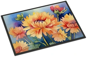 NEW Chrysanthemums in Watercolor Doormat Front Door Mat Indoor Outdoor Rugs for Entryway, Non Slip Washable Low Pile, 18H X 27W NEW Chrysanthemums in Watercolor Doormat Front Door Mat Indoor Outdoor Rugs for Entryway, Non Slip Washable Low Pile, 18H X 27W
