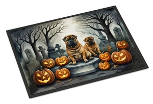NEW Shar Pei Spooky Halloween Doormat Front Door Mat Indoor Outdoor Rugs for Entryway, Non Slip Washable Low Pile, 18H X 27W NEW Shar Pei Spooky Halloween Doormat Front Door Mat Indoor Outdoor Rugs for Entryway, Non Slip Washable Low Pile, 18H X 27W