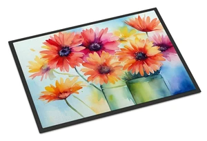 NEW Gerbera Daisies in Watercolor Doormat Front Door Mat Indoor Outdoor Rugs for Entryway, Non Slip Washable Low Pile, 18H X 27W NEW Gerbera Daisies in Watercolor Doormat Front Door Mat Indoor Outdoor Rugs for Entryway, Non Slip Washable Low Pile, 18H X 27W