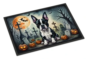 NEW Boston Terrier Spooky Halloween Doormat Front Door Mat Indoor Outdoor Rugs for Entryway, Non Slip Washable Low Pile, 18H X 27W NEW Boston Terrier Spooky Halloween Doormat Front Door Mat Indoor Outdoor Rugs for Entryway, Non Slip Washable Low Pile, 18H X 27W
