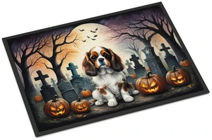 NEW Cavalier Spaniel Spooky Halloween Doormat Front Door Mat Indoor Outdoor Rugs for Entryway, Non Slip Washable Low Pile, 18H X 27W NEW Cavalier Spaniel Spooky Halloween Doormat Front Door Mat Indoor Outdoor Rugs for Entryway, Non Slip Washable Low Pile, 18H X 27W