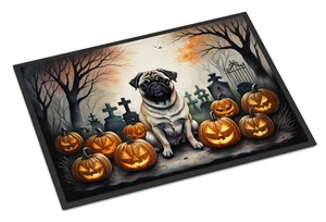 NEW Fawn Pug Spooky Halloween Doormat Front Door Mat Indoor Outdoor Rugs for Entryway, Non Slip Washable Low Pile, 18H X 27W NEW Fawn Pug Spooky Halloween Doormat Front Door Mat Indoor Outdoor Rugs for Entryway, Non Slip Washable Low Pile, 18H X 27W