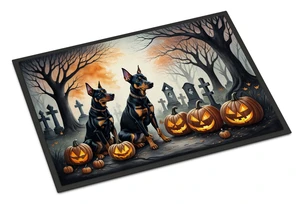 NEW Doberman Pinscher Spooky Halloween Doormat Front Door Mat Indoor Outdoor Rugs for Entryway, Non Slip Washable Low Pile, 18H X 27W NEW Doberman Pinscher Spooky Halloween Doormat Front Door Mat Indoor Outdoor Rugs for Entryway, Non Slip Washable Low Pile, 18H X 27W