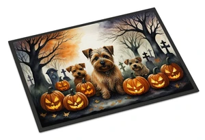 Norfolk Terrier Spooky Halloween Doormat Front Door Mat Indoor Outdoor Rugs for Entryway, Non Slip Washable Low Pile, 18H X 27W Norfolk Terrier Spooky Halloween Doormat Front Door Mat Indoor Outdoor Rugs for Entryway, Non Slip Washable Low Pile, 18H X 27W