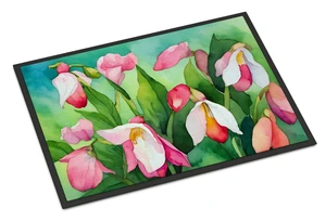NEW Minnesota Pink and White Lady s Slippers in Watercolor Doormat Front Door Mat Indoor Outdoor Rugs for Entryway, Non Slip Washable Low Pile, 18H X 27W NEW Minnesota Pink and White Lady s Slippers in Watercolor Doormat Front Door Mat Indoor Outdoor Rugs for Entryway, Non Slip Washable Low Pile, 18H X 27W