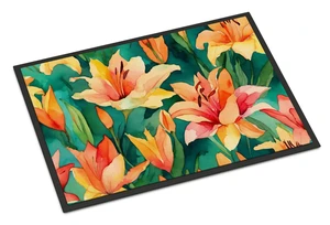 NEW Lilies in Watercolor Doormat Front Door Mat Indoor Outdoor Rugs for Entryway, Non Slip Washable Low Pile, 18H X 27W NEW Lilies in Watercolor Doormat Front Door Mat Indoor Outdoor Rugs for Entryway, Non Slip Washable Low Pile, 18H X 27W