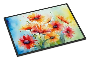 NEW Gerbera Daisies in Watercolor Doormat Front Door Mat Indoor Outdoor Rugs for Entryway, Non Slip Washable Low Pile, 18H X 27W NEW Gerbera Daisies in Watercolor Doormat Front Door Mat Indoor Outdoor Rugs for Entryway, Non Slip Washable Low Pile, 18H X 27W