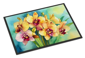 NEW Orchids in Watercolor Doormat Front Door Mat Indoor Outdoor Rugs for Entryway, Non Slip Washable Low Pile, 18H X 27W NEW Orchids in Watercolor Doormat Front Door Mat Indoor Outdoor Rugs for Entryway, Non Slip Washable Low Pile, 18H X 27W