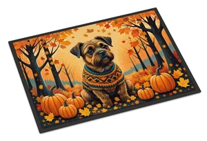 NEW Border Terrier Fall Doormat Front Door Mat Indoor Outdoor Rugs for Entryway, Non Slip Washable Low Pile, 18H X 27W NEW Border Terrier Fall Doormat Front Door Mat Indoor Outdoor Rugs for Entryway, Non Slip Washable Low Pile, 18H X 27W