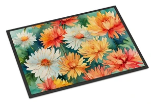 NEW Chrysanthemums in Watercolor Doormat Front Door Mat Indoor Outdoor Rugs for Entryway, Non Slip Washable Low Pile, 18H X 27W NEW Chrysanthemums in Watercolor Doormat Front Door Mat Indoor Outdoor Rugs for Entryway, Non Slip Washable Low Pile, 18H X 27W