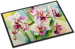 NEW Orchids in Watercolor Doormat Front Door Mat Indoor Outdoor Rugs for Entryway, Non Slip Washable Low Pile, 18H X 27W NEW Orchids in Watercolor Doormat Front Door Mat Indoor Outdoor Rugs for Entryway, Non Slip Washable Low Pile, 18H X 27W