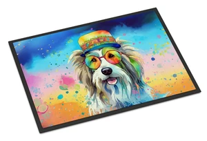 NEW Bearded Collie Hippie Dawg Doormat Front Door Mat Indoor Outdoor Rugs for Entryway, Non Slip Washable Low Pile, 18H X 27W NEW Bearded Collie Hippie Dawg Doormat Front Door Mat Indoor Outdoor Rugs for Entryway, Non Slip Washable Low Pile, 18H X 27W