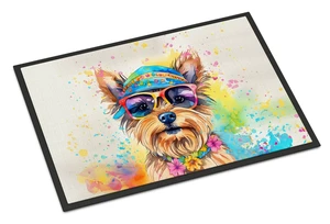 NEW Yorkshire Terrier Hippie Dawg Doormat Front Door Mat Indoor Outdoor Rugs for Entryway, Non Slip Washable Low Pile, 18H X 27W NEW Yorkshire Terrier Hippie Dawg Doormat Front Door Mat Indoor Outdoor Rugs for Entryway, Non Slip Washable Low Pile, 18H X 27W