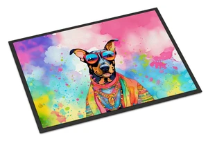 NEW Doberman Pinscher Hippie Dawg Doormat Front Door Mat Indoor Outdoor Rugs for Entryway, Non Slip Washable Low Pile, 18H X 27W NEW Doberman Pinscher Hippie Dawg Doormat Front Door Mat Indoor Outdoor Rugs for Entryway, Non Slip Washable Low Pile, 18H X 27W