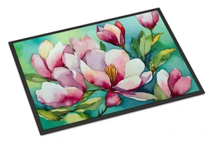 NEW Louisiana Magnolias in Watercolor Doormat Front Door Mat Indoor Outdoor Rugs for Entryway, Non Slip Washable Low Pile, 18H X 27W NEW Louisiana Magnolias in Watercolor Doormat Front Door Mat Indoor Outdoor Rugs for Entryway, Non Slip Washable Low Pile, 18H X 27W