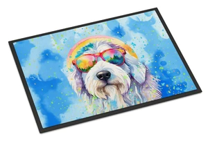 NEW Old English Sheepdog Hippie Dawg Doormat Front Door Mat Indoor Outdoor Rugs for Entryway, Non Slip Washable Low Pile, 18H X 27W NEW Old English Sheepdog Hippie Dawg Doormat Front Door Mat Indoor Outdoor Rugs for Entryway, Non Slip Washable Low Pile, 18H X 27W