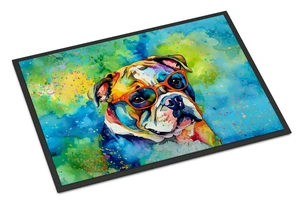 NEW English Bulldog Hippie Dawg Doormat Front Door Mat Indoor Outdoor Rugs for Entryway, Non Slip Washable Low Pile, 18H X 27W NEW English Bulldog Hippie Dawg Doormat Front Door Mat Indoor Outdoor Rugs for Entryway, Non Slip Washable Low Pile, 18H X 27W