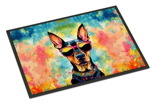 NEW Doberman Pinscher Hippie Dawg Doormat Front Door Mat Indoor Outdoor Rugs for Entryway, Non Slip Washable Low Pile, 18H X 27W NEW Doberman Pinscher Hippie Dawg Doormat Front Door Mat Indoor Outdoor Rugs for Entryway, Non Slip Washable Low Pile, 18H X 27W