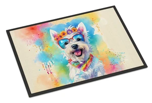 NEW Westie Hippie Dawg Doormat Front Door Mat Indoor Outdoor Rugs for Entryway, Non Slip Washable Low Pile, 18H X 27W NEW Westie Hippie Dawg Doormat Front Door Mat Indoor Outdoor Rugs for Entryway, Non Slip Washable Low Pile, 18H X 27W