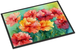 NEW Ohio Scarlet Carnations in Watercolor Doormat Front Door Mat Indoor Outdoor Rugs for Entryway, Non Slip Washable Low Pile, 18H X 27W NEW Ohio Scarlet Carnations in Watercolor Doormat Front Door Mat Indoor Outdoor Rugs for Entryway, Non Slip Washable Low Pile, 18H X 27W